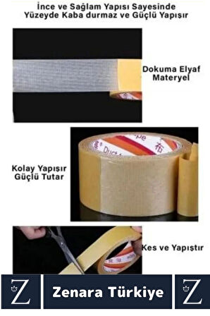 Ultra Güçlü Halı Kilim Kayma Önleyici Sabitleme Yapıştırma Çift Taraflı Bant 48 Mm X 5 Metre 4 Adet