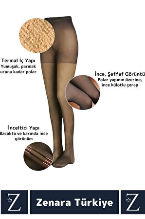 Toparlayıcı Korse Etkili Dayanıklı Esnek Sıcak Tutan Termal Peluş İçli Ten Görünümlü Tayt Çorap