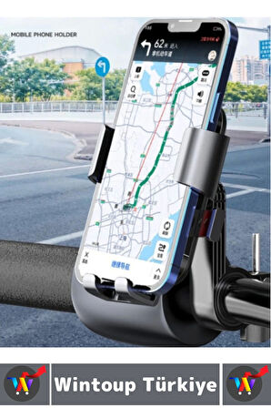 360 Derece Döner Yan Alt Sabitleyici Dikey Yan Kullanım Scooter Motor Bisiklet Gidon Telefon Tutucu