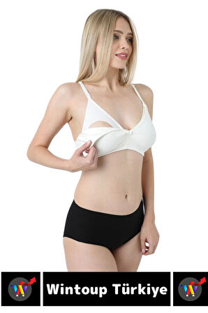Özel Üretim Doğal Görünüm Toparlayıcı Pamuklu Balensiz Dikişsiz Hamile Lohusa Penye Emzirme Sütyeni