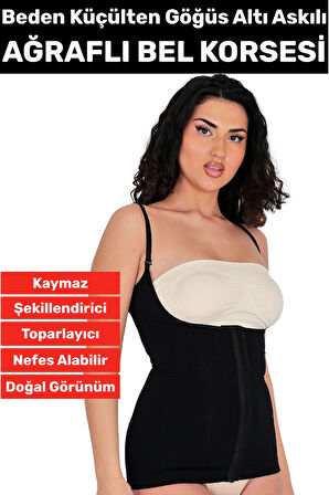 Özel Üretim Vücut Şekillendirici Beden Küçülten Toparlayıcı Gögüs Altı Ağraflı Askılı Bel Korse