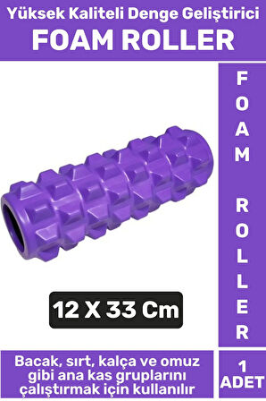 Premium Fitness Aerobik Denge Stabilite Kas Esnekliği Geliştirici Kadın Erkek Foam Roller 33 Cm