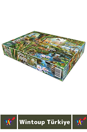 Eğlenceli El Göz Koordinasyon Beceri Görsel Algı Geliştirici Çocuk 1000 Parça PUZZLE ORMANDA YAŞAM