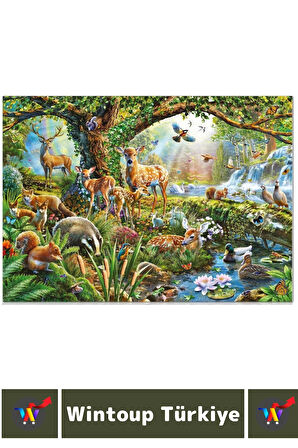 Eğlenceli El Göz Koordinasyon Beceri Görsel Algı Geliştirici Çocuk 1000 Parça PUZZLE ORMANDA YAŞAM