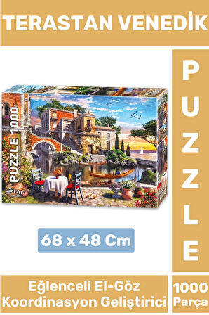 Eğlenceli Koordinasyon Beceri Görsel Algı Geliştirici Çocuk 1000 Parça PUZZLE TERASTAN VENEDİK