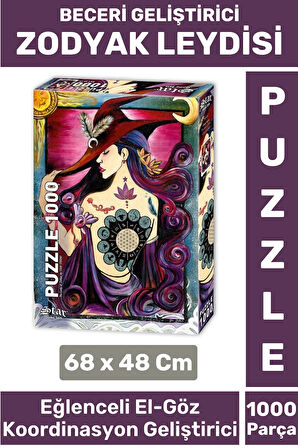 Eğlenceli El Göz Koordinasyon Beceri Görsel Algı Geliştirici Çocuk 1000 Parça PUZZLE ZODYAK LEYDİSİ