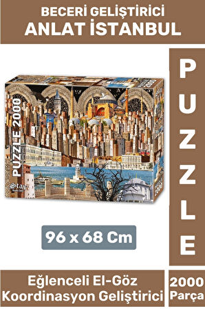 Premium Eğlenceli El Göz Koordinasyon Hafıza Beceri Geliştirici 2000 Parça PUZZLE ANLAT İSTANBUL