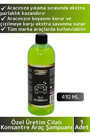 Premium Yüksek Kaliteli Koruyucu Etkili Parlak Görünüm Otomobil Cilalı Konsantre Araç Şampuanı 410ML