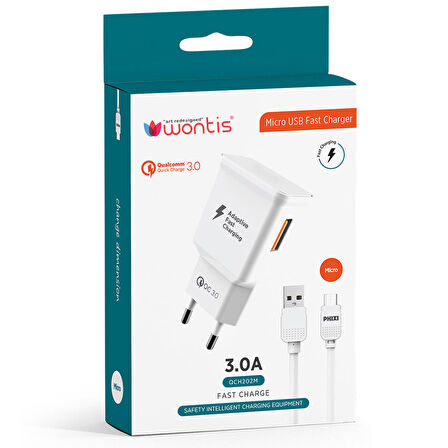 Wontis Micro USB Hızlı Şarj Aleti Beyaz