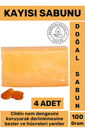 Doğal Güzel Kokulu Cilt Besleyici Yenileyici Saç Dökülmesine Karşı Organik Kayısı Sabunu 4 Adet