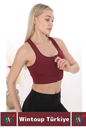 Özel Üretim Göğüs Toparlayıcı Sarkma Önleyen Spor Gündelik Kullanım Fermuarlı Şık Crop Büstiyer