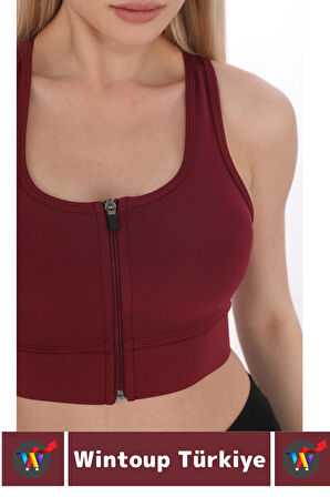 Özel Üretim Göğüs Toparlayıcı Sarkma Önleyen Spor Gündelik Kullanım Fermuarlı Şık Crop Büstiyer