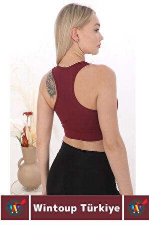 Özel Üretim Göğüs Toparlayıcı Sarkma Önleyen Spor Gündelik Kullanım Fermuarlı Şık Crop Büstiyer