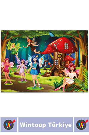Premium Seri Eğlenceli El Göz Koordinasyon Beceri Geliştirici Çocuk 2X50 Parça PUZZLE PERİ DİYARI