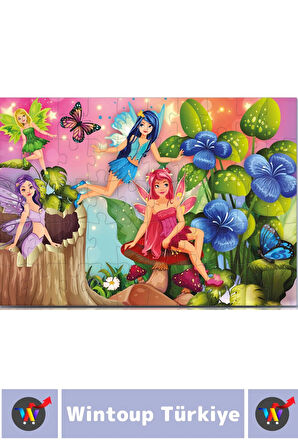 Premium Seri Eğlenceli El Göz Koordinasyon Beceri Geliştirici Çocuk 2X50 Parça PUZZLE PERİ DİYARI