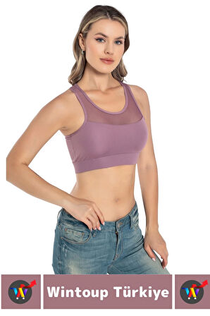Özel Üretim Göğüs Toparlayıcı Sarkma Önleyen Spor Gündelik Kullanım Tül Detay Çok Şık Crop Büstiyer