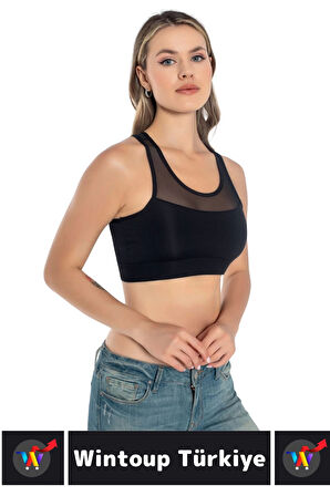 Özel Üretim Göğüs Toparlayıcı Sarkma Önleyen Spor Gündelik Kullanım Tül Detay Çok Şık Crop Büstiyer