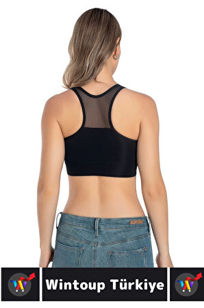 Özel Üretim Göğüs Toparlayıcı Sarkma Önleyen Spor Gündelik Kullanım Tül Detay Çok Şık Crop Büstiyer