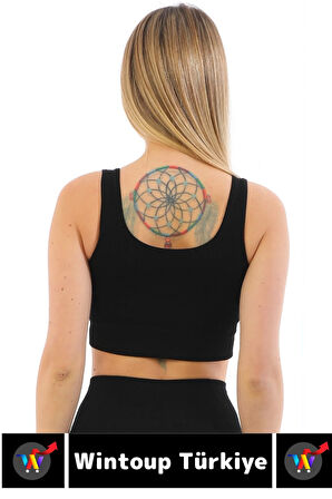 Göğüs Toparlayıcı Sarkma Önleyen Gündelik Spor Kullanım Şık Kalın Askılı Çizgili Crop Büstiyer