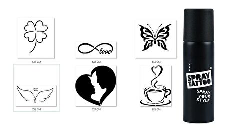 Sevgi Modelleri Spray Tattoo Geçici Dövme Yapma Seti Siyah Sprey Dövme