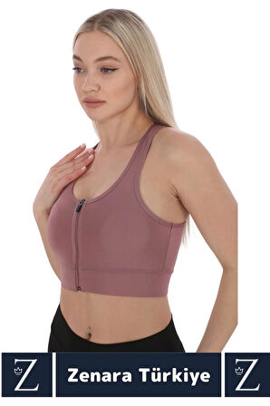Yüksek Kaliteli Sarkma Önleyen Göğüs Toparlayıcı Spor Gündelik Kullanım Fermuarlı Şık Crop Büstiyer