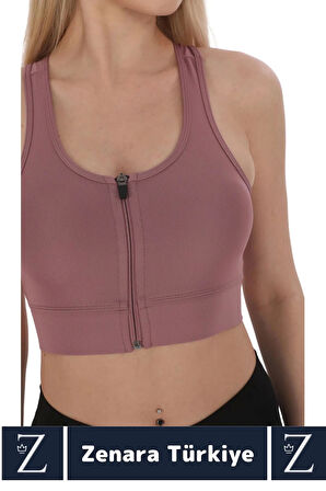 Yüksek Kaliteli Sarkma Önleyen Göğüs Toparlayıcı Spor Gündelik Kullanım Fermuarlı Şık Crop Büstiyer