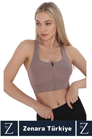 Yüksek Kaliteli Sarkma Önleyen Göğüs Toparlayıcı Spor Gündelik Kullanım Fermuarlı Şık Crop Büstiyer