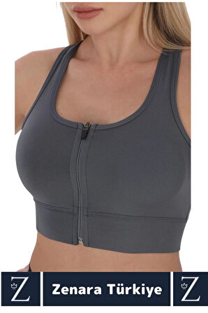 Yüksek Kaliteli Sarkma Önleyen Göğüs Toparlayıcı Spor Gündelik Kullanım Fermuarlı Şık Crop Büstiyer