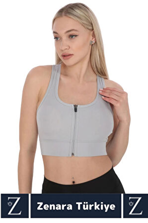 Yüksek Kaliteli Sarkma Önleyen Göğüs Toparlayıcı Spor Gündelik Kullanım Fermuarlı Şık Crop Büstiyer