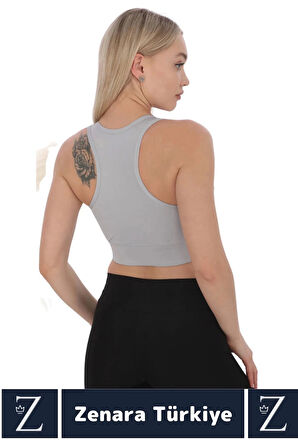 Yüksek Kaliteli Sarkma Önleyen Göğüs Toparlayıcı Spor Gündelik Kullanım Fermuarlı Şık Crop Büstiyer