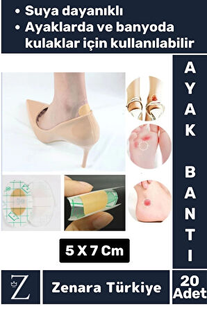 Gündelik İnce Nefes Alabilir Su Geçirmez Kulak Su Kaçma Ayakkabı Topuk Vurma Önleyici Bant 20 Adet