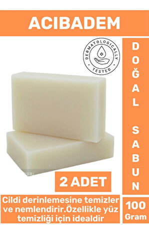Doğal Güzel Kokulu Derinlemesine Cilt Yüz Temizleyici Nemlendirici Organik Acıbadem Sabunu 2 Adet