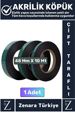 Ultra Güçlü İz Bırakmaz Elastik Kolay Şekil Alan Çift Taraflı Akrilik Köpük Bant 48 Mm X 10 Metre