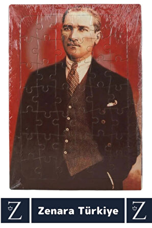 Premium Eğlenceli Eğitici Görsel Algı Motor Becerisi Geliştiren Çocuk PUZZLE 42 Parça ATATÜRK