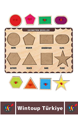 Premium Eğlenceli Eğitici Görsel Algı Problem Çözme Becerisi Çocuk Puzzle GEOMETRİK ŞEKİLLER