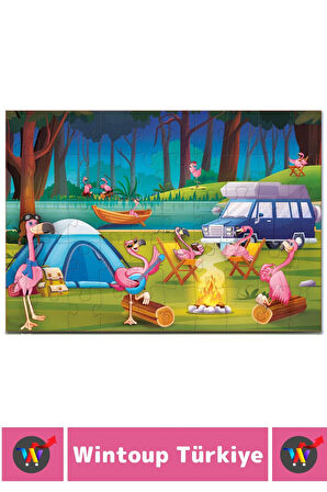 Premium Eğlenceli El Göz Koordinasyon Beceri Geliştirici Çocuk 2X50 Parça PUZZLE FLAMİNGO PARTİSİ