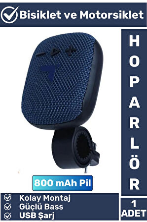 Premium Kompakt Kolay Montaj Güçlü Bass USB Şarjlı Bluetoothlu Motorsiklet Bisiklet Hoparlörü