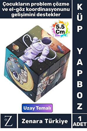 Eğitici Problem Çözme El Göz Koordinasyonu Geliştirici Eğlenceli Uzay Temalı Çocuk KÜP YAPBOZ