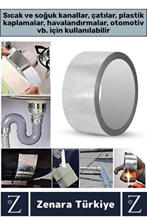 Suya Yüksek Sıcaklığa Dayanıklı Tamir Soba Boru Yama Alüminyum Yanmaz Folyo Bant 45 Mm-5 Mtr 3 Adet