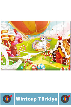 Premium Seri Eğlenceli El Göz Koordinasyon Beceri Geliştirici Çocuk 2X50 Parça PUZZLE ŞEKER DİYARI