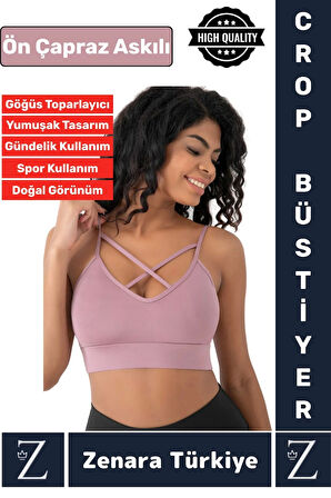 Luxery Göğüs Toparlayan Sarkma Önleyen Spor Gündelik Kullanım Ön Çapraz Askılı Micro Crop Büstiyer