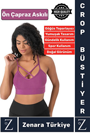Luxery Göğüs Toparlayan Sarkma Önleyen Spor Gündelik Kullanım Ön Çapraz Askılı Micro Crop Büstiyer