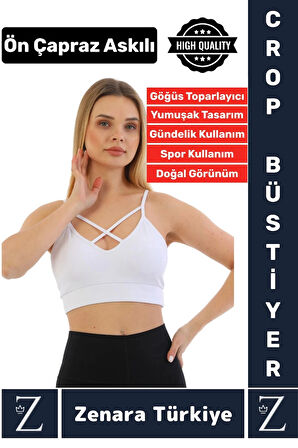 Luxery Göğüs Toparlayan Sarkma Önleyen Spor Gündelik Kullanım Ön Çapraz Askılı Micro Crop Büstiyer