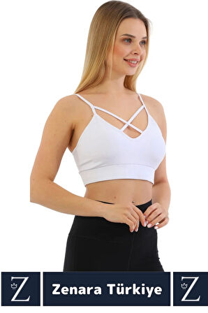 Luxery Göğüs Toparlayan Sarkma Önleyen Spor Gündelik Kullanım Ön Çapraz Askılı Micro Crop Büstiyer