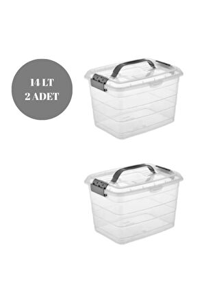 Saklama Kutusu Düzenleyici Alet Taşıma Kutusu Kilitli Saklama Kabı Çok Amaçlı 14 LT 2 Adet