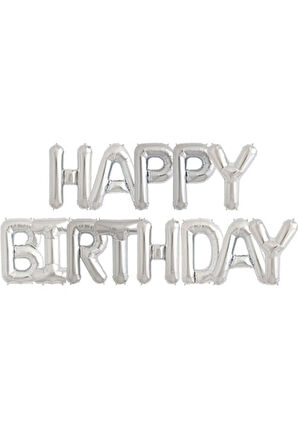 Happy Birthday Yazılı Harf Folyo Balon 16 Inç 40 Cm Gümüş M30