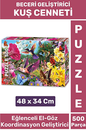 Özel Eğlenceli El Göz Koordinasyon Beceri Görsel Algı Geliştirici Çocuk 500 Parça PUZZLE KUŞ CENNETİ