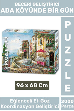 Eğlenceli El Göz Koordinasyon Hafıza Beceri Geliştirici 2000 Parça PUZZLE ADA KÖYÜNDE BİR GÜN