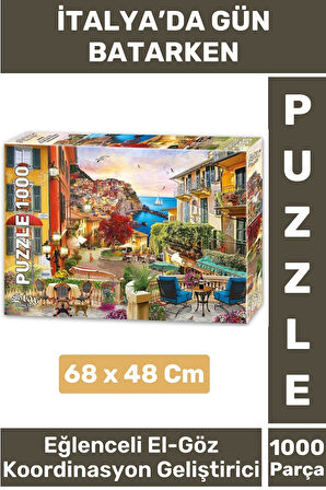El Göz Koordinasyon Beceri Görsel Algı Geliştirici 1000 Parça Çocuk PUZZLE İTALYA'DA GÜN BATARKEN