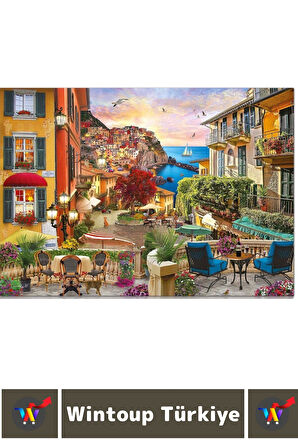 El Göz Koordinasyon Beceri Görsel Algı Geliştirici 1000 Parça Çocuk PUZZLE İTALYA'DA GÜN BATARKEN